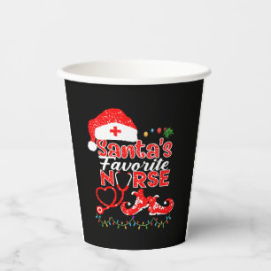 Santa s Favourite Nurse Christmas T Shirt Paper Cups