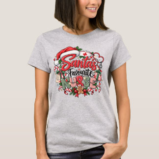 Santa’s Favourite Nurse Funny Christmas Nursing T-Shirt