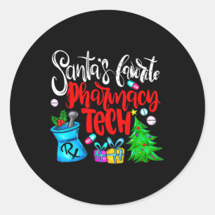 Santa’s Favourite Pharmacy Tech Christmas Pharmacy Classic Round Sticker