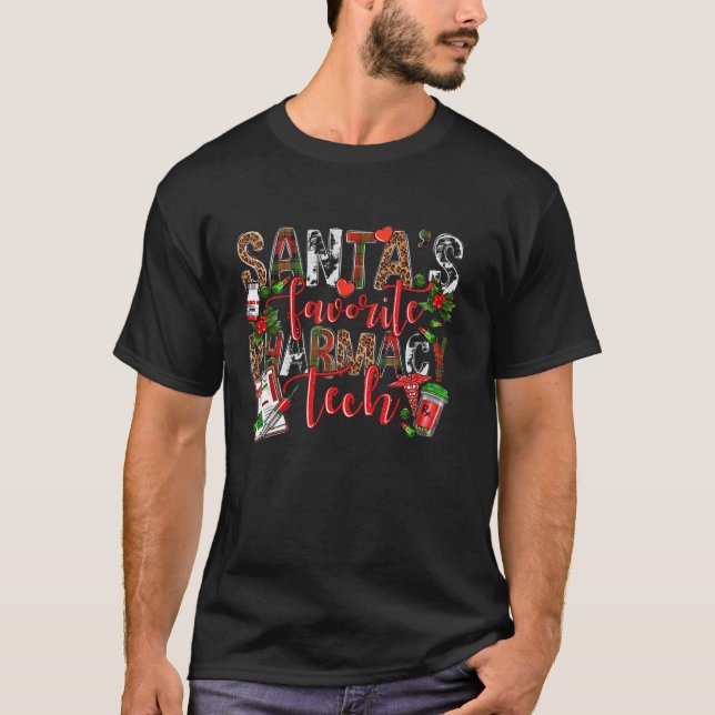 Santa s Favourite Pharmacy Tech Western Leopard Ch T-Shirt (Front)