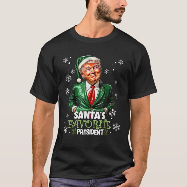 Santa s Favourite President Funny Trump Christmas  T-Shirt (Front)