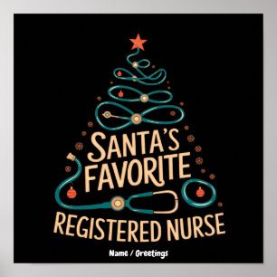 Santa’s Favourite Registered Nurse Christmas Healt Poster
