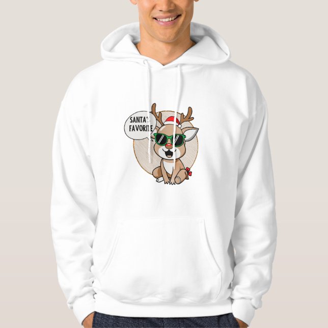 Santa’s Favourite” Reindeer Character  Hoodie (Front)