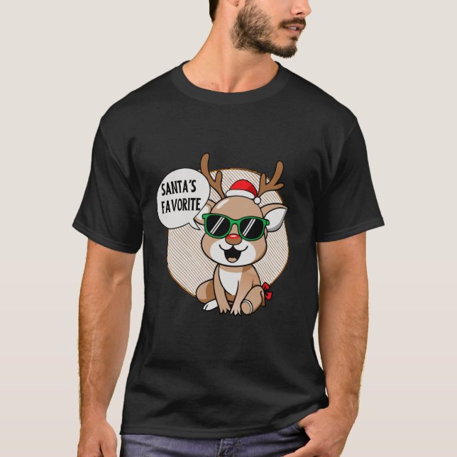 Santa’s Favourite” Reindeer Character  T-Shirt (Front)