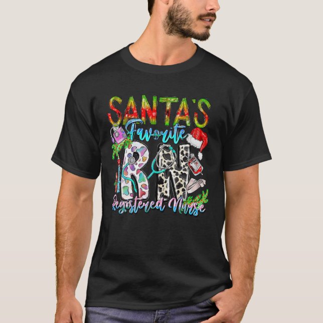 Santa s Favourite RN Registered Nurse Stethoscope  T-Shirt (Front)