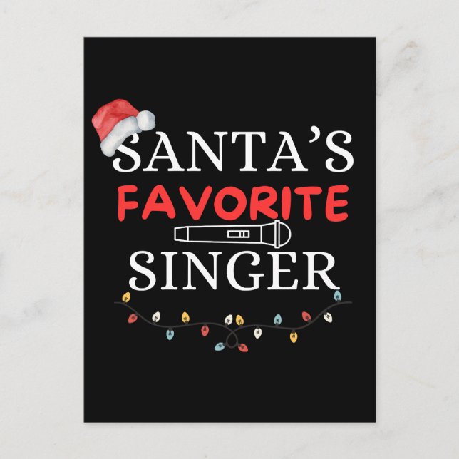 Santa’s Favourite Singer Cute Postcard (Front)