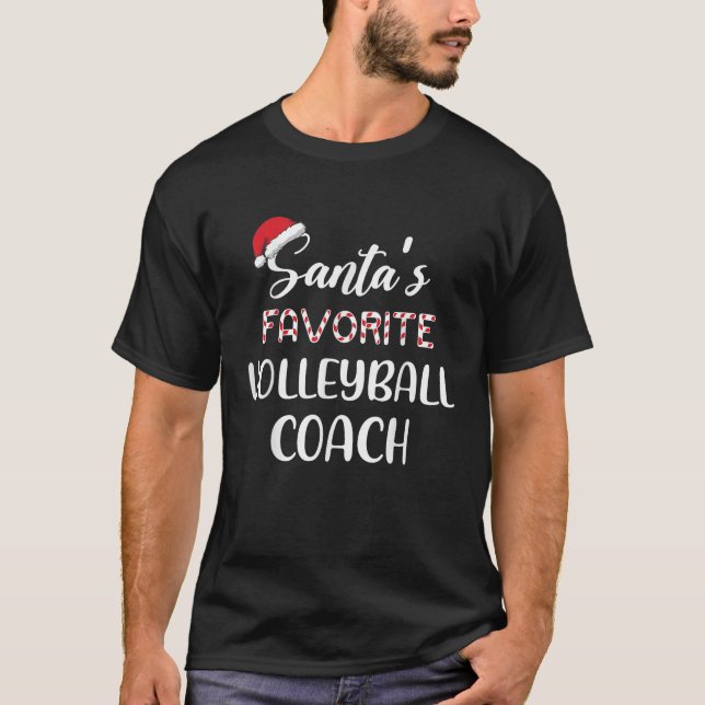 Santa s Favourite Volleyball Coach Pajama Christma T-Shirt (Front)