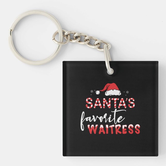 Santa’s Favourite Waitress – Cute Christmas Key Ring (Front)