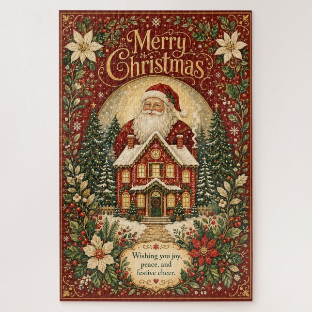 Santa’s Hearthside Greeting Jigsaw Puzzle (Vertical)