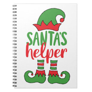 Santa’s Helper Cute Cartoon Elf Drawing Cute Elf Notebook