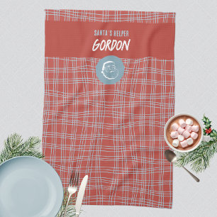 Santa’s Helper Red & Blue Seasonal Tea Towel