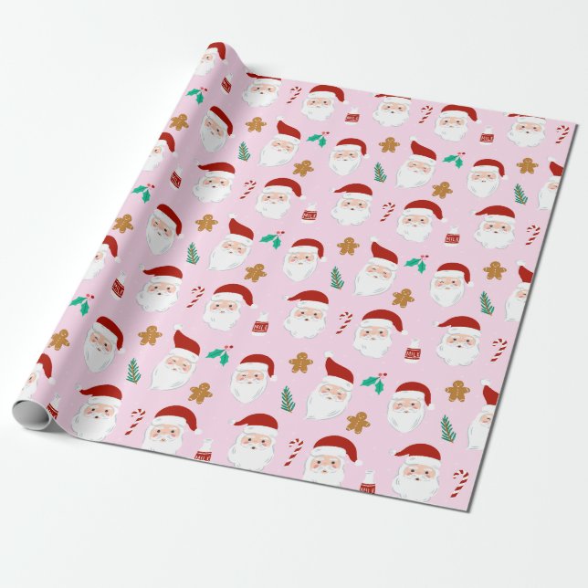 Santa’s In Town in Pink Wrapping Paper (Unrolled)