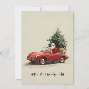 Santa’s Joyride in Red Convertible Holiday Card