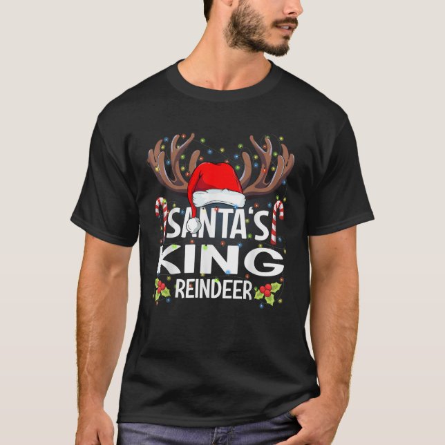 Santa s King Reindeer Christmas Pajama  T-Shirt (Front)