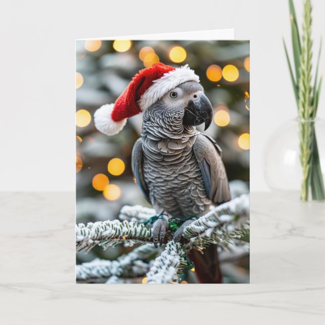 Santa’s Little African Grey Helper  Card (Front)