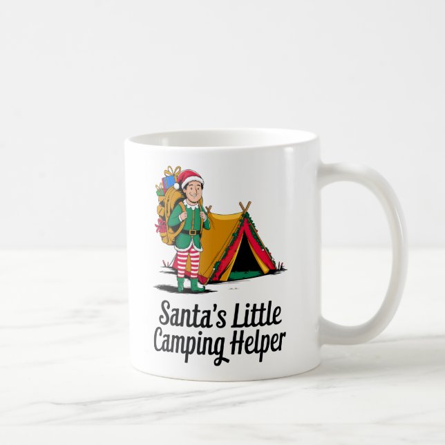 Santa’s Little Camping Helper Christmas Design Coffee Mug (Right)