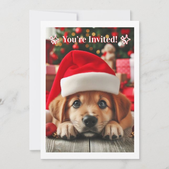 Santa’s Little Helper Puppy Invitation (Front)