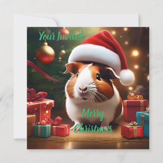 "Santa’s Little Helper: The Christmas Guinea Pig" Invitation (Front)