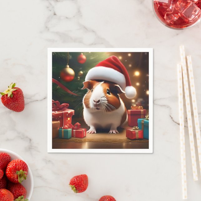 "Santa’s Little Helper: The Christmas Guinea Pig" Napkin (Insitu)