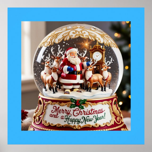 Santa’s Magical Christmas Snow Globe Wall Art (Front)