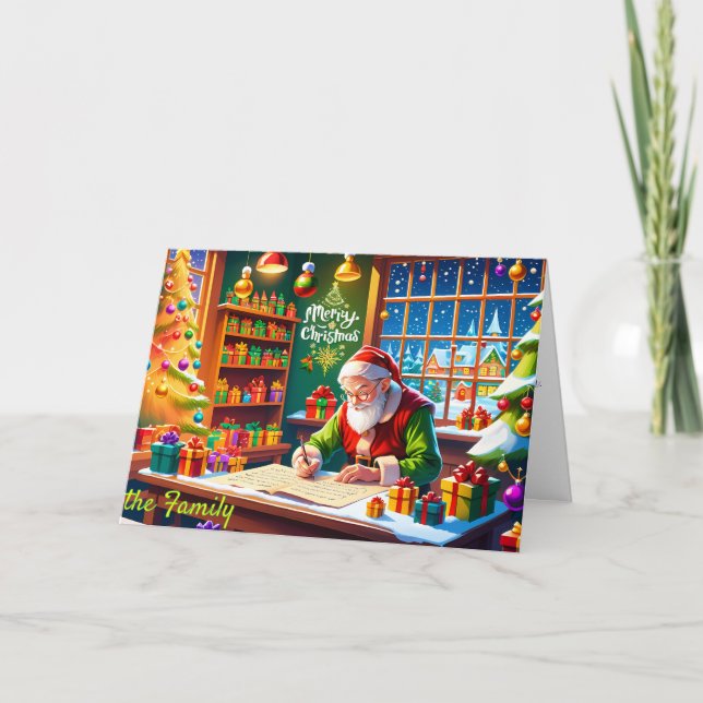 Santa’s Magical Workshop Delight Flat Holiday Card (Front)