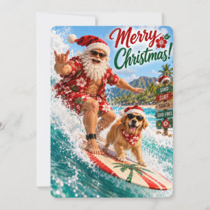 Santa’s Merry Adventures Beach Mode On Holiday Card
