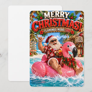 Santa’s Merry Adventures Flamingo Mode On Holiday Card