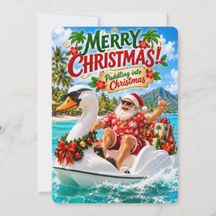 Santa’s Merry Adventures Paddling into Christmas Holiday Card