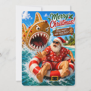 Santa’s Merry Adventures Stay Sweet and Swim Fas Holiday Card