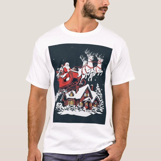 Santa’s Midnight Ride – Gifts Beneath the Stars T-Shirt (Front)