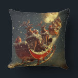 Santa’s Moonlit Christmas Ride Cushion<br><div class="desc">Bring the holiday spirit to life with this enchanting Christmas design featuring Santa Claus riding his sleigh under the glowing full moon, guided by reindeer across a snowy winter night. Perfect for Christmas cards, holiday gifts, New Year celebrations, festive décor, Santa sleigh art, winter wonderland illustrations, Xmas decorations, and seasonal...</div>