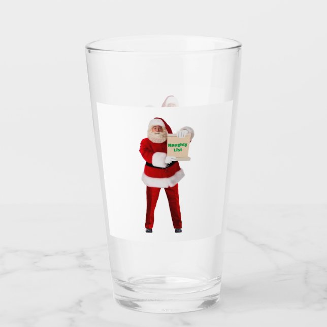 Santa’s Naughty List Glass Tumbler  (Front)