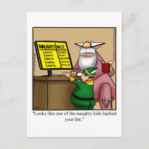 Santa’s Naughty List Hacked Humour Postcard