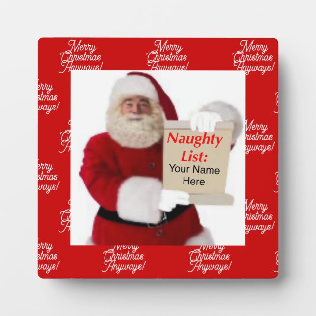 Santa’s Naughty List Tabletop Plaque with Easel (Front)