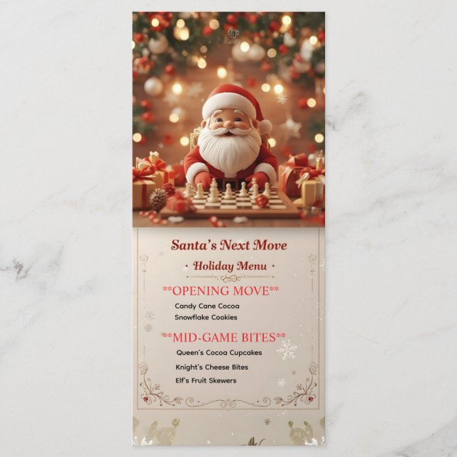 Santa’s Next Move – Funny Chess Christmas Menu Car (Front)