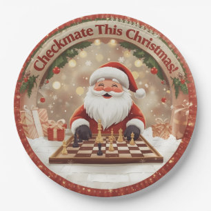 Santa’s Next Move – Funny Chess Christmas Paper Pl Plate
