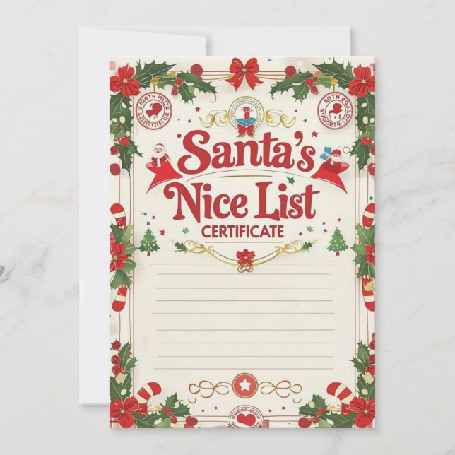 Santa’s Nice List Certificate | Official Invitation (Front)