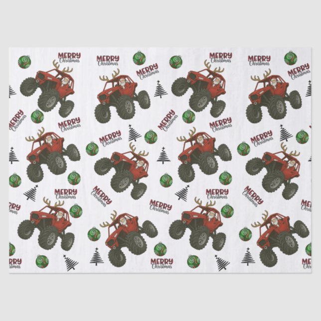 Santa’s Off-Road Christmas – Red ATV Holiday  Tissue Paper (Front)