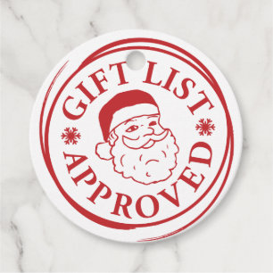 Santa’s Official List Santa Clause Sticker Stamp Favour Tags