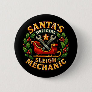 Santa’s Official Sleigh Mechanic Funny Christmas D 6 Cm Round Badge