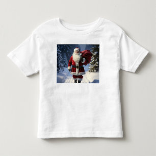 Santa’s Path Through the Winter Pines Toddler T-Shirt