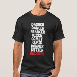Santa s Reindeer Name List Shirt Funny Christmas R