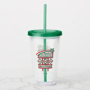 Santa’s Retro Marquee – Ho Ho Ho Merry & Bright Acrylic Tumbler