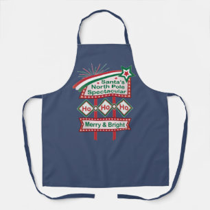 Santa’s Retro Marquee – Ho Ho Ho Merry & Bright Apron