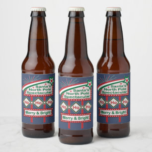 Santa’s Retro Marquee – Ho Ho Ho Merry & Bright Beer Bottle Label
