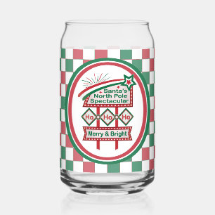 Santa’s Retro Marquee – Ho Ho Ho Merry & Bright Can Glass