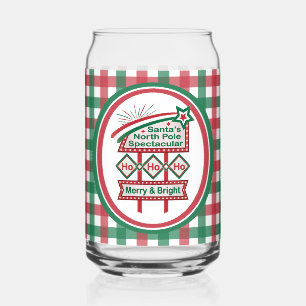 Santa’s Retro Marquee – Ho Ho Ho Merry & Bright Can Glass
