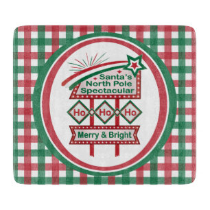 Santa’s Retro Marquee – Ho Ho Ho Merry & Bright Cutting Board