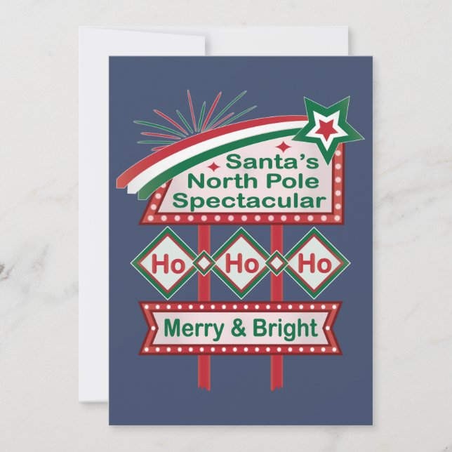 Santa’s Retro Marquee – Ho Ho Ho Merry & Bright Invitation (Front)