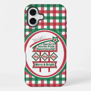 Santa’s Retro Marquee – Ho Ho Ho Merry & Bright iPhone 16 Plus Case